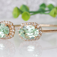 MINT GREEN BRACELET, Light Green Bracelet, Bridal Pastel Bracelet, Bridesmaid Art Deco Open Cuff Bracelet ,Wedding Rebeka Amazonite Cuff