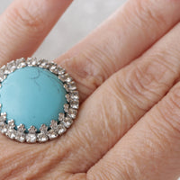 Turquoise BIG Ring,Statement Turquoise Ring,December Birthstone Custom Gift,Turquoise Jewelry,Cocktail Turquoise Ring, Silver Turquoise Ring