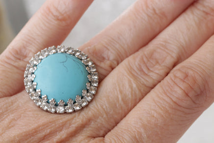 Turquoise BIG Ring,Statement Turquoise Ring,December Birthstone Custom Gift,Turquoise Jewelry,Cocktail Turquoise Ring, Silver Turquoise Ring