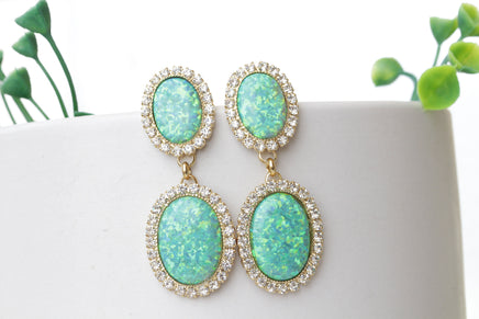 GREEN OPAL EARRINGS, Fire Opal Earrings, Gemstone Earrings, Opal And Rebeka, Light Green Woman Earrings, Chandeliers, Bridal Earrings,