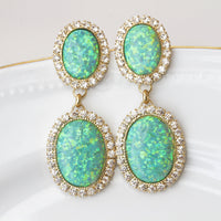 GREEN OPAL EARRINGS, Fire Opal Earrings, Gemstone Earrings, Opal And Rebeka, Light Green Woman Earrings, Chandeliers, Bridal Earrings,