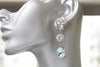 ICE BLUE EARRINGS, Bridal Aquamarine Chandeliers, Bridal Silver Blue Long Impressive Earrings, Rebeka Statement Bride Light Blue Earring,