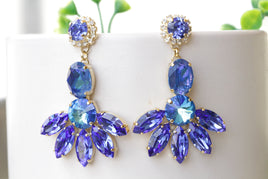 SAPPHIRE EARRINGS, Royal Blue Bridal Earring, Bright Blue Earrings,Rebeka Long Earring,Cocktail Chandeliers,Statement Mother Of the Bride