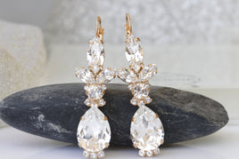 CRYSTAL BRIDAL EARRINGS, Rhinestone Wedding Earrings,  Rebeka Crystal Earrings,Formal Jewelry Set For Bride, Bridesmaid Drop Earrings