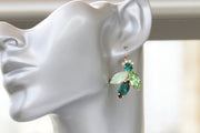 BRIDAL GREEN EARRINGS, Rebeka Bridal Dangle Earrings, Emerald Wedding Earrings, Mint Peridot Emerald Drop Earrings, Gift For Bridesmaids