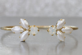 IVORY PEARL BRACELET, Wedding Bracelet, Open Cuff, Rebeka Bridal, Rose Gold Opal Bracelet, White Opal Cuff,Minimalist Bridesmaid Bracelet