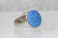 OPAL SIGNET RING, Blue Opal Ring, Chunky Ring, Gift For Her, Opal Gold Ring, Silver Sterling Ring, Fire Opal Ring, Ring For Men, Unisex Ring