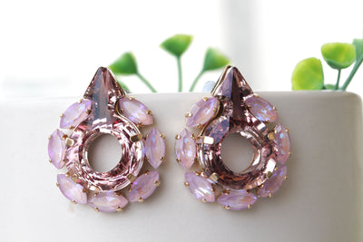 ARROW Earrings, Purple Pink Earrings studs, Bridal Antique Pink Earrings,Crystal Rebeka Earrings,Trending Earrings, Cupid's Arrow Jewelry