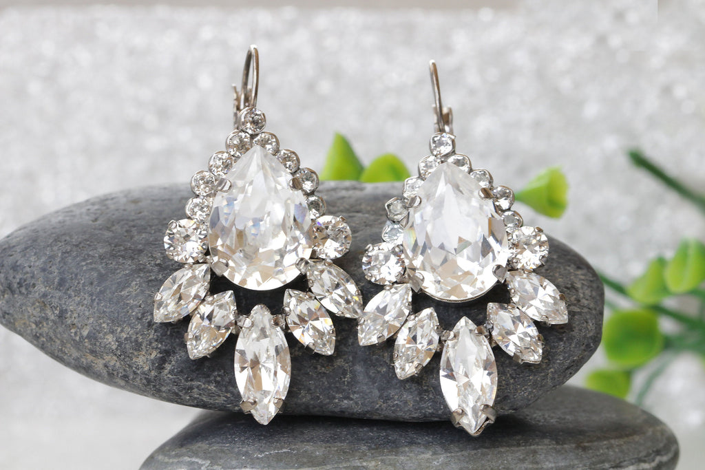 Bridal diamond drop earrings Clearance