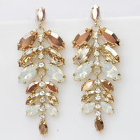 ROSE GOLD Chandelier Earrings, Wedding Champagne Earrings, Statement Formal Earring, Opal Earrings, Rebeka Earrings, Bridal Long Earrings