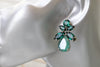 EMERALD BRIDAL EARRINGS, Green Bridesmaid Earring, Rebeka Earrings, Dark Emerald Stud Earrings, Jewelry For Woman, Leaf Unique Earrings