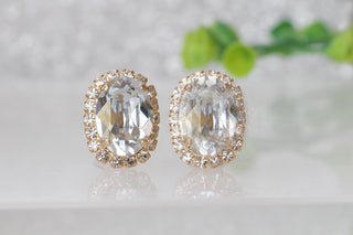 DUSTY BLUE EARRINGS, Minimalist Crystal Earrings, Bridal french blue Earrings, Wedding Rebeka Earrings, Bridesmaid Vintage Stud Earrings