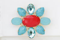 RED BLUE BROOCH