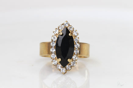 Marquise BLACK Ring, Rebeka Jet Ring, Simple Ring, Solitaire Ring, Anniversary Gift, Classic Ring For Women, Crystal Ring, Cocktail Ring