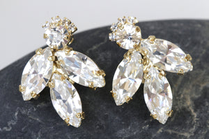 BRIDAL CRYSTAL EARRINGS, Rebeka Bridal Crystal Earrings, Classic Wedding Earrings, Diamond like Cluster Earrings For Brides  ,Bridesmaids