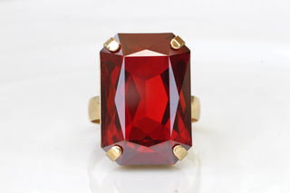 RED SIGNET RING, Art Deco Ring, Rebeka Ring, Big Stone Ring,Unique Woman Ring, Red Magma Cocktail Ring,Bezel Ring,Adjustable Large Ring,