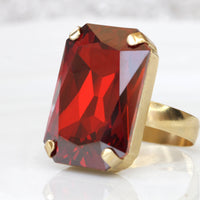 RED SIGNET RING, Art Deco Ring, Rebeka Ring, Big Stone Ring,Unique Woman Ring, Red Magma Cocktail Ring,Bezel Ring,Adjustable Large Ring,