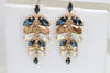 NAVY ROSE GOLD Chandelier Earrings, Wedding Champagne Earrings, Blue Navy Earrings, Opal Earrings, Rebeka Earrings, Bridal Long Earrings