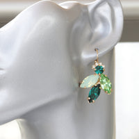 BRIDAL GREEN EARRINGS, Rebeka Bridal Dangle Earrings, Emerald Wedding Earrings, Mint Peridot Emerald Drop Earrings, Gift For Bridesmaids