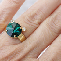 Emerald MOUSE ENGAGEMENT RING, Dark Green Stone Ring, Rebeka Crystal Ring, Gift For Girlfriend, Cute Ring, Mickey Ring, Girls Jewelry