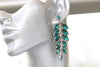 EMERALD Chandelier Earrings, Wedding Emerald Earrings, Dark Green Leaves Earrings, Cocktail Jewelry,Rebeka Earrings, Bridal Long Earrings