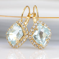 AQUAMARINE DROP EARRINGS, Rebeka Bridal Earrings, Light Blue Earrings, Asymmetric Earrings, Wedding Earrings, Something Blue For Brides,