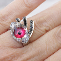 EVIL Eye Ring, Red Eye Ring,Rebeka Crystals Ring, Red Black Ring, Trending jewelry, Bohemian Statement Jewelry, Unique Women&#39;s Ring Gift