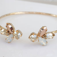 BRIDAL ROSE GOLD Bracelet, Wedding Bracelet, Open Cuff, Rebeka Bridal, Rose Gold Opal Bracelet, Champagne Cuff,Minimalist Bridesmaid Cuff