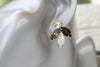 BLACK GRAY STUDS, Rebeka Earrings, Classic Wedding Earrings, Large Cluster Earrings For Woman, Elegant Black And White Earrings,Gift Idea