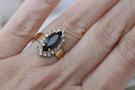 Marquise BLACK Ring, Rebeka Jet Ring, Simple Ring, Solitaire Ring, Anniversary Gift, Classic Ring For Women, Crystal Ring, Cocktail Ring