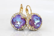 PURPLE PINK EARRINGS,  Rebeka Ultra Purple Earrings, Bridal Ab Purple Earrings, Square Dangle Earrings, Drop Earrings, Eggplant Earrings