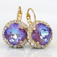 PURPLE PINK EARRINGS,  Rebeka Ultra Purple Earrings, Bridal Ab Purple Earrings, Square Dangle Earrings, Drop Earrings, Eggplant Earrings