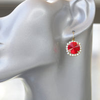 RED DROP EARRINGS, Red Ruby Bridal Earrings, Woman Jewelry, Ruby Red Earrings, Rebeka Crystal Earrings, Wife Gift, Black Friday Sale,Xmas