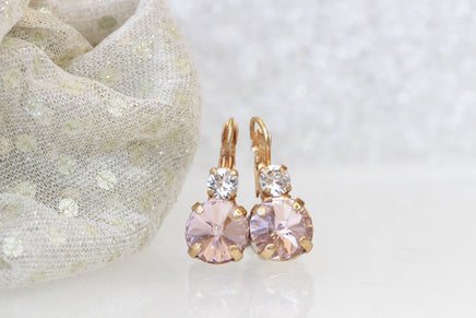 BLUSH MORGANITE EARRINGS, Rose Gold Wedding Earring, Bridal Drop Earrings, Light Pink Bridesmaid Earrings Gift, Rebeka Crystal Earrings