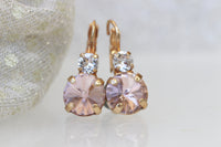 BLUSH MORGANITE EARRINGS, Rose Gold Wedding Earring, Bridal Drop Earrings, Light Pink Bridesmaid Earrings Gift, Rebeka Crystal Earrings