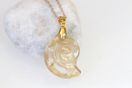 SNAIL NECKLACE, Champagne Necklace, Rebeka Pendant Necklace, Gold Filled Necklace, Unique Spiral Necklace,Ammonite Shaped Necklace, Gift