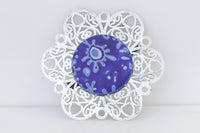 BLUE SILVER BROOCH, Flower Dresses Brooch, Clay Brooch, Royal Blue Handmade Brooch, Safety Pin ,Brooch for clothing, Fimo Brooch, Ook