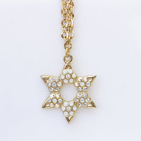 Star of David Necklace, Rebeka Necklace, Passover Gift, White Opal Ab Crystals Necklace, Jewish Jewelry, Unusual Necklace, Gold Necklace