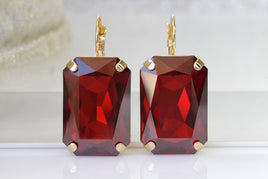 RED Crystal Earrings, Dark Red Simple Earrings, Red Magma Rebeka Earrings, Large Drop Earrings, Geometric Jewelry , Christmas Woman Gift