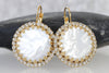 Pearl Bridal Earrings,Earrings With Real Pearls, Mother Of Pearl Earrings, Rebeka Crystal,Cream White Pearl Earrings,Mop Wedding Earrings