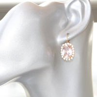 BLUSH BRIDAL EARRINGS, Morganite Crystal Jewelry, Pink Drop Earrings, Bridesmaid Earrings, Rebeka Vintage Earrings,Sparkly Dangle Earring
