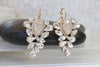 Bridal  IVORY Earrings, Ivory Cream Earrings for Brides, Wedding Leverback Earrings,Rebeka Leaves Earrings, Crystal Ivory Bridal Shower