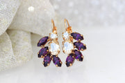 AMETHYST GOLD  EARRINGS, Purple Champagne Earrings, Rebeka Bridal Earrings, Cluster Droplet, Wedding Earrings,Bridesmaid Gift,Shower Gift