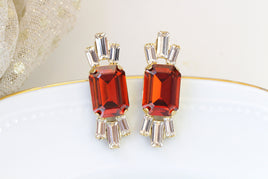 DARK RED EARRINGS, Bridesmaid Earrings , Ruby Jewelry, Stud Earrings,Beautiful Jewelry For Girlfriend Gift, Rebeka Earring, Bridal, Wife