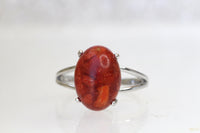 RED CORAL RING, Natural Stone Ring, silver sterling 925 ring, Engagement Ring, Bezel Ring, Woman&#39;s Ring, Minimalist Ring, Anniversary Gift