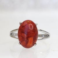 RED CORAL RING, Natural Stone Ring, silver sterling 925 ring, Engagement Ring, Bezel Ring, Woman&#39;s Ring, Minimalist Ring, Anniversary Gift