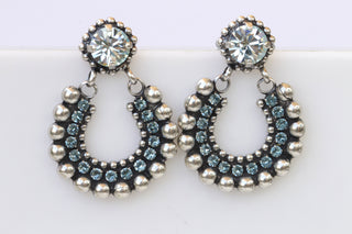 Dusty Blue SILVER EARRINGS, Boho Hoops, Light Blue Bohemian Jewelry, Rebeka Aquamarine Rustic Wedding, Bridal Earrings, Something Blue