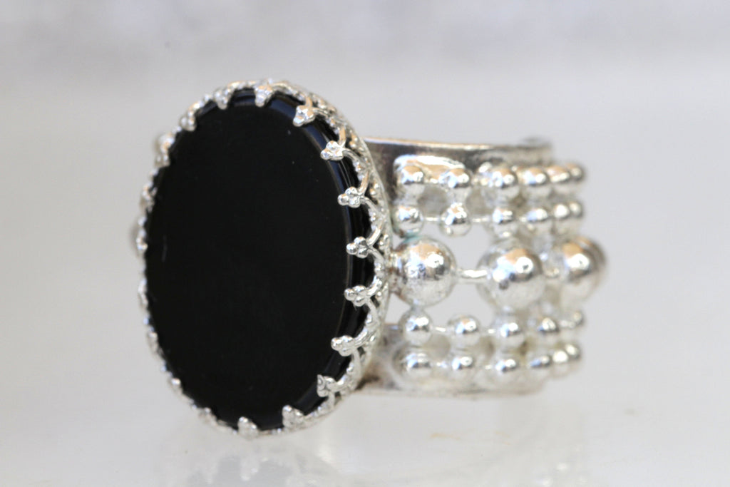 925 Sterling Silver Black Stone Rings Natural Black Spinel Engagement  Promise Rings Black Gemstone Women Rings - Rings - AliExpress