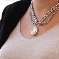 Rebeka BOHO Necklace, Multi Strands Chain Necklace, Woman Necklace, Statement Pendant Necklace, Silver Chunky Necklace,Silver Choker