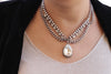 Rebeka BOHO Necklace, Multi Strands Chain Necklace, Woman Necklace, Statement Pendant Necklace, Silver Chunky Necklace,Silver Choker